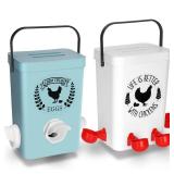 ?Tgeyd Chicken Feeder and Chicken Waterer Set (3 Gallon26 Pounds) - Hanging Automatic Chicken Feeder No Waste - Chicken Coop Accessories - Poultry Waterer MISSING HANDLE - Retail: $38