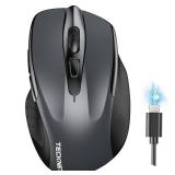 TECKNET Wireless Mouse (BT5.03.0 and 2.4G) Rechargeable 4800 DPI Silent USB A and Bluetooth Mouse 6 Buttons, Wide Compatibility - Grey - Retail: $13