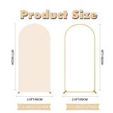 6FT Wedding Arch Backdrop Stand and Beige Arch Cover, Beige Spandex Fitted Backdrop Cover and Gold Wedding Arch Frame for Birthday Party Wedding Ceremony Bridal Baby Shower, Parties Decoration. - Reta