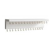 SANY DAYO HOME Jewelry Organizer with 30 Hooks and Cosmetics Shelf, 15 x 3 x 4 inches Wall Mounted Rustic Pine Wood Holder for Necklaces and Bracelets, Suitable for Kids and Adults (Retro White) - Ret