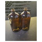 32 Ounce Glass Dispenser Bottle, Large Amber Container for Shower and Bath Shampoo Soap Conditioner Lotion - 1 Liter Shower Bottles- NO PUMP - Retail: $20
