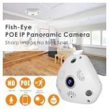 Inwerang 2MP Fish Eye POE IP Camera with Microphone Audio 360Degree Wide Angle,1.7mm Lens,65ft, Motion Detection Indoor Panorama Surveillance Security Camera(Compatible with Hikvision NVR) - Retail: $