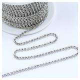 Dowarm 10 Yards 2MM Crystal Rhinestone Close Chain Trim for Sewing Crocs Shoes Clothes Cups, SS6 Claw Rhinestone Chain for Craft Jewelry Wedding Bouquet DIY Decoration, Silver - Retail: $8