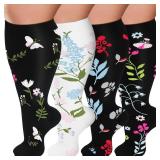 Plus Size Compression Socks for Women and Men 15-20 mmhg Extra Wide Calf Knee High Support Socks for Circulation - Retail: $18
