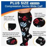 Plus Size Compression Socks for Women and Men 15-20 mmhg Extra Wide Calf Knee High Support Socks for Circulation - Retail: $18