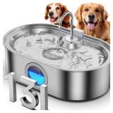 3.4Gal Dog Water Fountain for Large Dogs, 13L Stainless Steel Large Pet Fountain with Deeper and Wider Drinking Area, Automatic Dog Water Bowl Dispenser with Water Window and LED, Super Quiet - Retail