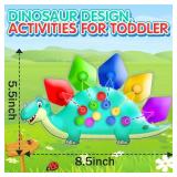 Dinosaur Color Sorting Sensory Toy for Toddler Activities Fine Motor Matching Game Roadtrip Travel Essential Autism Fidget for Preschool Classroom Christmas Stocking Stuffers Gift for Kid 3-5 Year Old