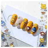 Dedyel Cute Nail Stickers 5D Embossed Cartoon Bear Nail Stickers Kawaii Animal Self-Adhesive Nail Decals for Women Girls Kids Nail Art Decoration - Retail: $8