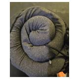 MLVOC Travel Pillow 100percent Pure Memory Foam Neck Pillow, Comfortable and Breathable Cover, Machine Washable, Airplane Travel Kit with 3D Contoured Eye Masks, Earplugs, and Luxury Bag, Standard (Bl
