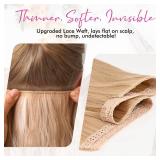 REECHO Invisible Wire Hair Extensions with Thinner Softer Lace Weft (Medium Blonde with Blonde Highlights, 12 Inch (Pack of 1)) - Retail: $18
