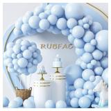 RUBFAC 129pcs Pastel Blue Balloons Different Sizes 18 12 10 5 Inch for Garland Arch, Light Blue Balloon for Birthday Baby Shower Gender Reveal Easter Wedding Party Decoration - Retail: $7