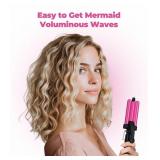 FARERY Mini Hair Crimper, 3 Barrel Curling Iron 12 Inch with Keratin and Argan Oil Infused, Travel Curling Iron with Dual Voltage, Pouch Bag, Hair Waver Beach Waves for Women - Retail: $18