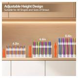 Straw Holder for Cabinet Door, 9.6in Adjustable Two-Part Large Acrylic Straws Organizer with Ultra Sticky Adhesive Strips, 2025 Reusable Straw Storage for Kitchen Cupboard - Retail: $7