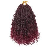 Goddess Box Braids Crochet Hair 10 Inch 8 Packs Pre-looped Bohemian Crochet Boho Box Braids With Curly Ends Red Burgundy 3X Crochet Braids Hair for Women Synthetic Braiding Hair (10 inch, TBUG) - Reta