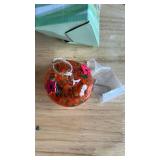 Hand-blown Glass Hummingbird Feeder - Orange Mosaic  -