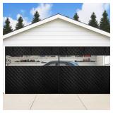 Thermal Insulated Garage Door Curtain with Clear Window, 16ft x 7ft Winter Door Cover for 2 Car Garage Heat Insulation with Thicken Polyester Fiberfill and Durable Oxford Fabric, Waterproof - Retail: 