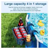 2 Sets Poolside Storage Basket Above Ground Pool Accessories for Most Frame Pools to Organize Towel, 2025 Upgrade Swimming Pool Storage Basket with 2 Skimmer Net Holder 4 Pool Cup Holder