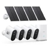 AOSU 3K5MP Solar Security Cameras Outdoor Wireless, Ultra HD Video Home Security System 4-Cam Kit with 166° Ultra Wide Angle, Cam-to-Cam Sync, Color Night Vision, Spotlight and Siren, No Monthly Fees