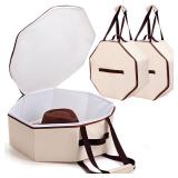 Wonderjune 2 Pcs Cowboy Hat Box for Storage Collapsible Sturdy Cowboy Hat Case with Handle for Men and Women Travel Storage Organizer Large Cap Bag for Closet (White) - Retail: $28