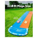 JOYIN 22.5ft Water Slides and 2 Bodyboards, Lawn Water Slide Summer Slip Waterslides Water Toy with Build in Sprinkler for Backyard Outdoor Water Fun for Kids - Retail: $40
