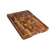THETCHRY Walnut Wood Cutting Board for Kitchen, End Grain Chopping Board with Juice Groove, Heavy Duty Checkered Board for Cheese and Vegetables, Non-slip Feet 16.5 x 11.6in x 0.8in - Retail: $37