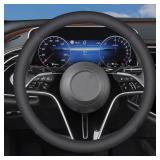 XHRING Car Steering Wheel Cover for GMC Sierra 1500 2500HD 3500HD Yukon Terrain Canyon Acadia Envoy Denali Crew Cab Elevation Double AT4 SLE SLT Limited XL Accessories, 2024 Leather Color 14 12-15in -