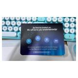 Wireless Keyboard and Mouse Combo, Full-Size Retro Typewriter Keyboard with Detachable Wrist Rest, Round Keycaps, Sleep Mode and Tilt Legs, 2.4GHz Cordless Connection for WindowsPC (Robin Egg Blue) - 