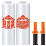 JARLINK 2 Pack Stretch Film, 15\ x 1000ft Shrink Wrap for Pallet Wrap, Industrial Strength Stretch up to 650percent Stretch with Handles, Self Adhering Packaging Heavy Duty Film for Moving, 68 Gauge, 