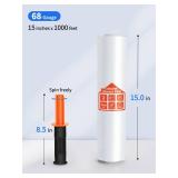 JARLINK 2 Pack Stretch Film, 15\ x 1000ft Shrink Wrap for Pallet Wrap, Industrial Strength Stretch up to 650percent Stretch with Handles, Self Adhering Packaging Heavy Duty Film for Moving, 68 Gauge, 