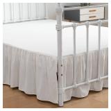 xuan dian Bed Skirt Full Size Ruffled Bed Skirts with Split Corners, 16 Inch Drop Dust Ruffle Bed Skirt with Platform, Ivory, Full - 16\ Drop - Retail: $27