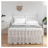 xuan dian Bed Skirt Full Size Ruffled Bed Skirts with Split Corners, 16 Inch Drop Dust Ruffle Bed Skirt with Platform, Ivory, Full - 16\ Drop - Retail: $27