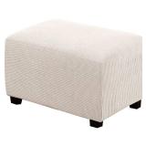 H.VERSAILTEX Ottoman Cover Slipcover Rectangle Fit Length 33-38in Footrest Sofa Slipcovers Stool Cover Footstool Protector Covers Feature Stretch Thick Soft Jacquard Fabric Removable Washable - Ivory 