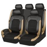 CAR PASS Leather seat Covers,Automotive Universal Sport car seat Cover Super 5mm Composite Sponge Inside,Airbag Compatible fits Most Cars, SUVs, Trucks, and Vans (Full Set,Black and Beige) - Retail: $