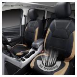 CAR PASS Leather seat Covers,Automotive Universal Sport car seat Cover Super 5mm Composite Sponge Inside,Airbag Compatible fits Most Cars, SUVs, Trucks, and Vans (Full Set,Black and Beige) - Retail: $