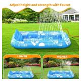 Inflatable Tanning Pool Lounger Float with Sprinkler, 77 x 48in Pool Floats Adult with Pillow, 6 in 1 Suntan Tub Raft Floatie with Drink Holder Sunbathing Water Lounge - Retail: $30