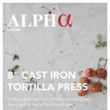 Alpha Living Tortilla Press  8 Inch Cast Iron Quesadilla Maker  Heavy Duty Empanada Maker Press  Cast Iron Tortilla Maker for Kitchen, Home Use - Retail: $18