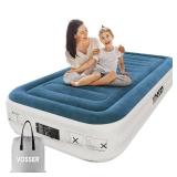 VOSSER Twin Air Mattress with Built-in Pump,Fast and Easy InflationDeflation Inflatable Mattress, Foldable Blow Up Mattress with Storage Bag, Inflatable Bed for Home, Camping and Guests - Retail: $65