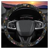 Wildflower Steering Wheel Cover, Flower Car Accessory for Diverse Cars, Steering Wheel Cover Non-Slip Breathable Fabric Absorbing Sweat Universal Car Accessories 14.515 inch - Retail: $10