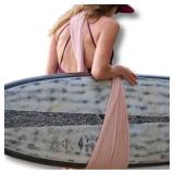 Adjustable Washable Surfboard Carrying Sling and Towel Combination Accessory in 100percent Cotton, Recycled PET Plastic Closure (Blush)