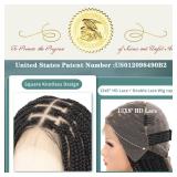 Fecihor Lace Front Knotless Braided Wigs for Women Box Braid Wig with Baby Hair Premium Synthetic Braided Lace Front Wigs for Women, 36 inches 13X8 Lace Frontal Black Braid Wig - Retail: $61