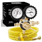 RX WELD Nitrogen Regulator with 0-800 PSI, CGA580 Inlet, Delivery Pressure Equipment Brass Inlet Outlet Connection Gauges with Refrigeration Hose - Retail: $43