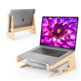Wood Laptop Stand,Universal Computer Stands for Desk,Vertical Laptop Holder for MacBook Pro, Wooden Laptop Riser for MacBook Air, Dell, HP, Lenovo Compatible with 13.3 to 17.3 Inches All Laptops - Ret