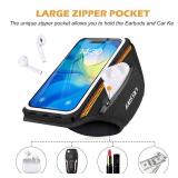 Running Armband with Earphone Bag Cell Phone Armband for iPhone 16 15 Pro 14 Plus 13 11 XR XS, Galaxy S24S10 Water Resistant Sports Phone Holder Case and Zipper Slot Car Key Holder for 6.9 inch Phone 