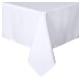 sancua Rectangle Tablecloth - 60 x 84 Inch - Stain and Wrinkle Resistant Washable Polyester Table Cloth, Decorative Fabric Table Cover for Dining Tables, Buffet Parties and Camping, White - Retail: $9