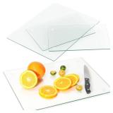 HOXHA 4 Pack Glass Cutting Board for Kitchen Tempered Clear Glass Cutting Board for Countertop with Non-Slip Feet HeatandScratch Resistant Dishwasher Safe