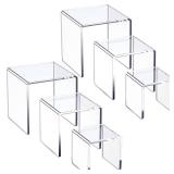 HIIMIEI Clear Acrylic Display Risers 2 Sets, 3-Tier Risers Stands Showcase for Amiibo Funko Pop Figures, Dessert, Jewelry-3\x4\inx5\in - Retail: $20in