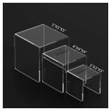 HIIMIEI Clear Acrylic Display Risers 2 Sets, 3-Tier Risers Stands Showcase for Amiibo Funko Pop Figures, Dessert, Jewelry-3\x4\inx5\in - Retail: $20in