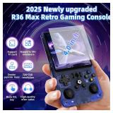 R36 Max Retro Gaming Console, Retro Handheld Console 4.0ftft Screen Linux System, 64G TF Car, 4000mAh Rechargeable Portable Pocket Arcade, Transparent Blue
