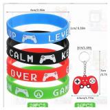 Aoriher 60 Pieces Video Game Party Favors Gifts Set Includes 20 Video Game Bracelets Wristbands 24 Stampers and 16 Handle Keychains for Party Supplies(Classic Style) - Retail: $17