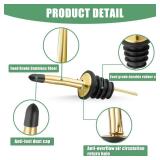 WAFJAMF 6 Pcs Liquor Pour Spouts Set, Stainless Steel Liquor Bottle Pourers with Rubber Dust Caps, for Pours Liquid, Olive Oil, Wine, Vinegar (Gold) - Retail: $10